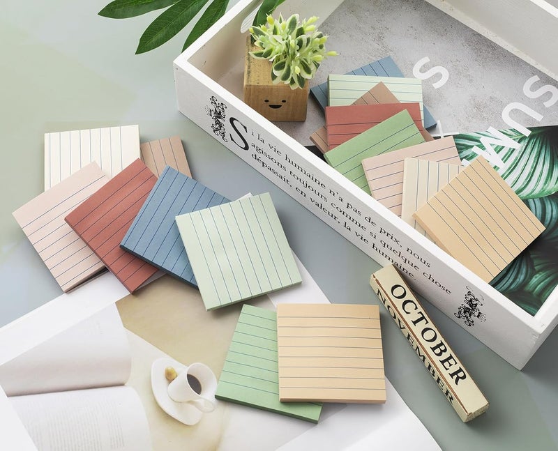 Kozerite (16 Pack) Lined Sticky Notes 3x3 in Ruled Stickies Super Sticking Power Memo Pads Vintage Colors - Image 5